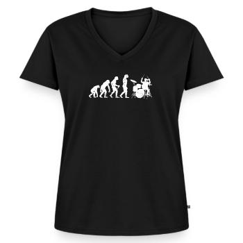 Percussion développement Batteur batteur Tromml - T-shirt encolure en V Premium bio Femme - noir - Devant - AI Model Female 172 light (172cm)