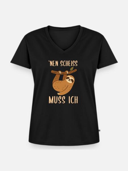 Nen scheiss muss ich - Frauen Premium Bio T-Shirt mit V-Ausschnitt - Schwarz