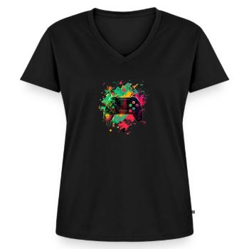 Gamer Console - Women's Premium Organic V-neck T-shirt - black - Front - AI Model Female 172 light (172cm)