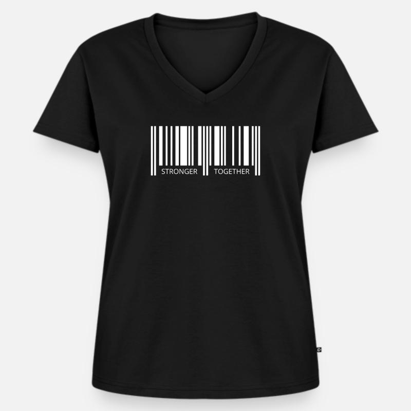 Together strong Corona Barcode Strichcode Partner - Women's Premium Organic V-neck T-shirt - black