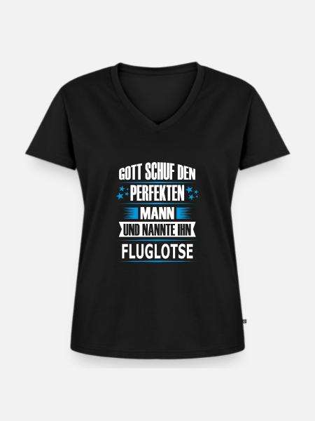 FLUGLOTSE - Frauen Premium Bio T-Shirt mit V-Ausschnitt - Schwarz