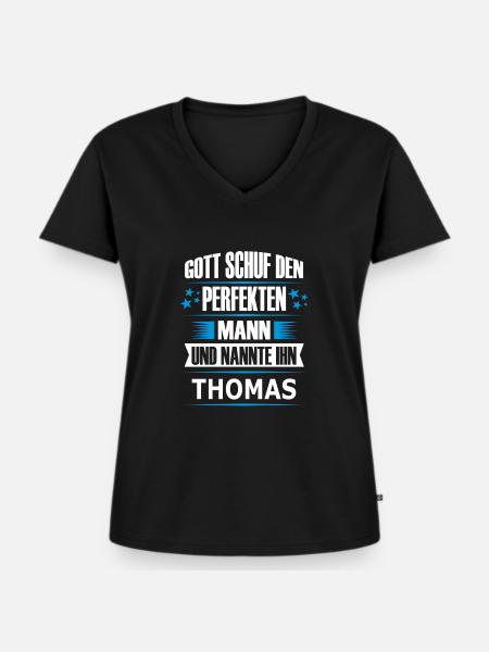 THOMAS - Frauen Premium Bio T-Shirt mit V-Ausschnitt - Schwarz