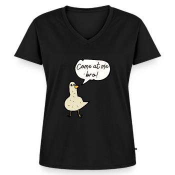 Lustige Taube - Frauen Premium Bio T-Shirt mit V-Ausschnitt - Schwarz - Vorne - AI Model Female 172 light (172cm)