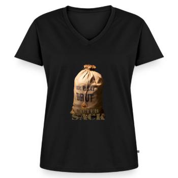 Alter Sack - Frauen Premium Bio T-Shirt mit V-Ausschnitt - Schwarz - Vorne - AI Model Female 172 light (172cm)