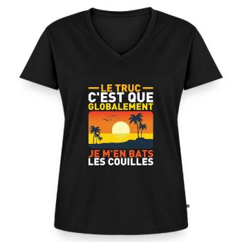 Le Truc C'Est Que Globalement Humour Citation - T-shirt encolure en V Premium bio Femme - noir - Devant - AI Model Female 172 light (172cm)