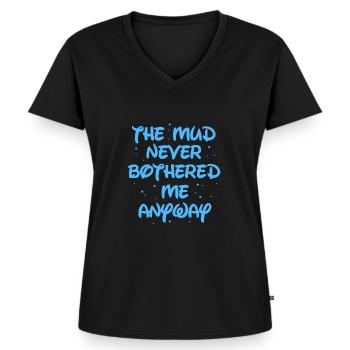 The mud never bothered me anyway Mud race runner - Women's Premium Organic V-neck T-shirt - black - Front - AI Model Female 172 light (172cm)