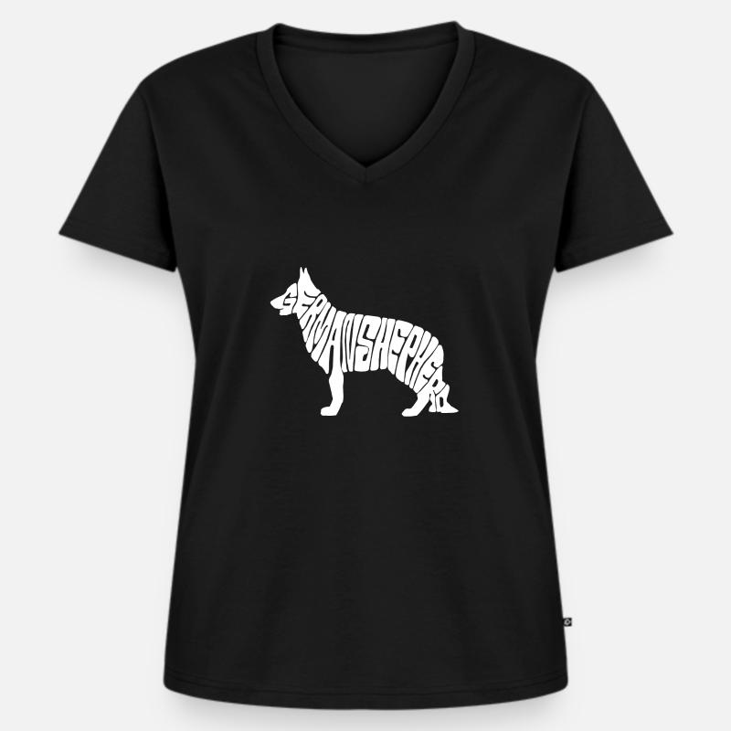 Germanshepherd - Frauen Premium Bio T-Shirt mit V-Ausschnitt - Schwarz