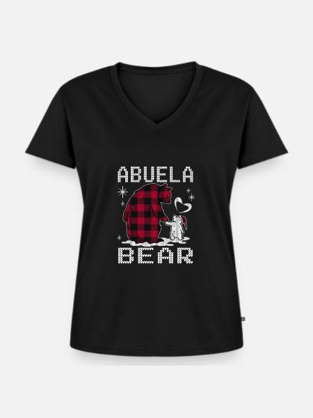Abuela Bear - Frauen Premium Bio T-Shirt mit V-Ausschnitt - Schwarz