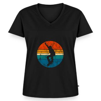 Skateboard Skateboarder Skater Skate Skateing - T-shirt encolure en V Premium bio Femme - noir - Devant - AI Model Female 172 light (172cm)