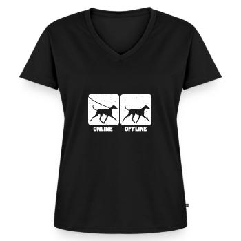 Azawakh - Frauen Premium Bio T-Shirt mit V-Ausschnitt - Schwarz - Vorne - AI Model Female 172 light (172cm)