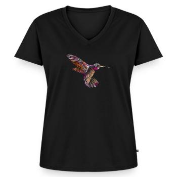kolibri - Frauen Premium Bio T-Shirt mit V-Ausschnitt - Schwarz - Vorne - AI Model Female 172 light (172cm)