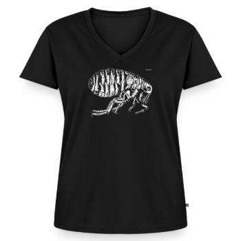 Floh - Frauen Premium Bio T-Shirt mit V-Ausschnitt - Schwarz - Vorne - AI Model Female 172 light (172cm)