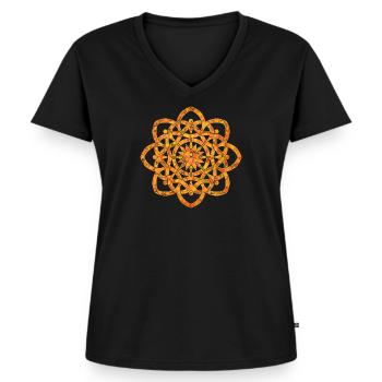 keltischer knoten 19 e 212 - Frauen Premium Bio T-Shirt mit V-Ausschnitt - Schwarz - Vorne - AI Model Female 172 light (172cm)