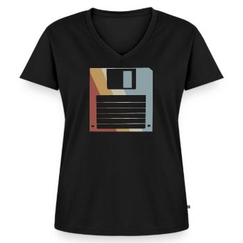 Floppy Retro Style Vintage - Women's Premium Organic V-neck T-shirt - black - Front - AI Model Female 172 light (172cm)