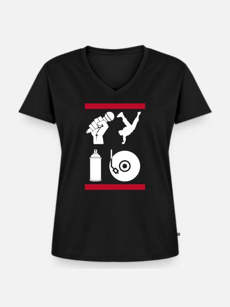 Die 4 Elemente des Hip-Hop - Frauen Premium Bio T-Shirt mit V-Ausschnitt - Schwarz