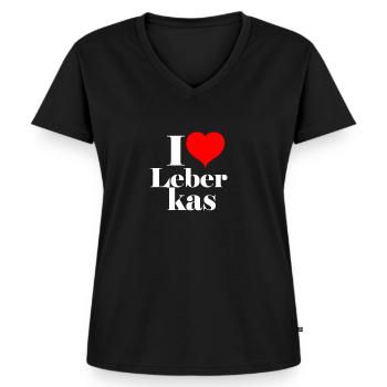Leberkäse - Frauen Premium Bio T-Shirt mit V-Ausschnitt - Schwarz - Vorne - AI Model Female 172 light (172cm)