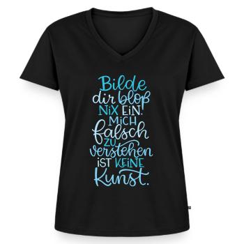 Bloß Nix Einbilden - Frauen Premium Bio T-Shirt mit V-Ausschnitt - Schwarz - Vorne - AI Model Female 172 light (172cm)