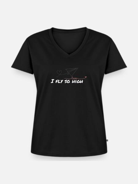 I fly so high - Frauen Premium Bio T-Shirt mit V-Ausschnitt - Schwarz