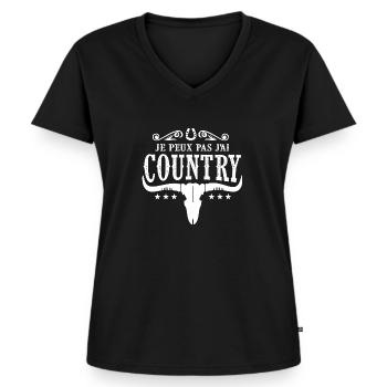 je peux pas j ai dance country cowboy - T-shirt encolure en V Premium bio Femme - noir - Devant - AI Model Female 172 light (172cm)