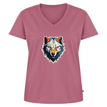 Loup - Illustration - T-shirt encolure en V Premium bio Femme - mauve - Devant - AI Model Female 172 dark (172cm)