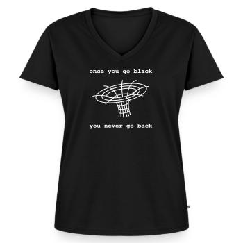 Black Hole - Weltraum Physik Nerd Schwarzes Loch - Frauen Premium Bio T-Shirt mit V-Ausschnitt - Schwarz - Vorne - AI Model Female 172 light (172cm)