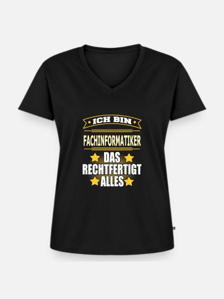 FACHINFORMATIKER - Frauen Premium Bio T-Shirt mit V-Ausschnitt - Schwarz
