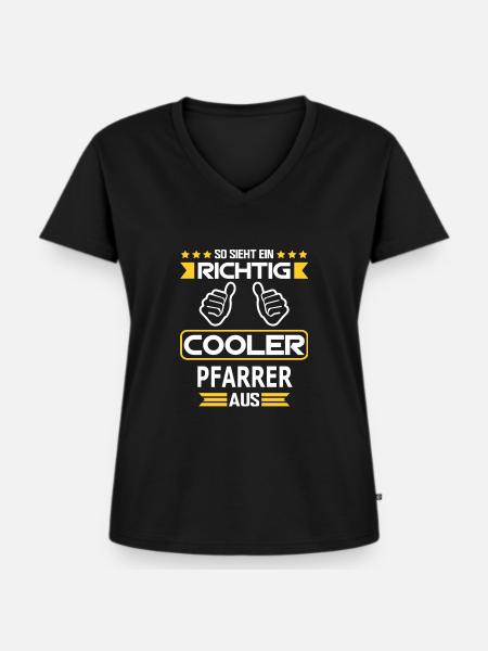 PFARRER - Frauen Premium Bio T-Shirt mit V-Ausschnitt - Schwarz