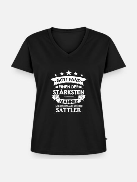 sattler - Frauen Premium Bio T-Shirt mit V-Ausschnitt - Schwarz