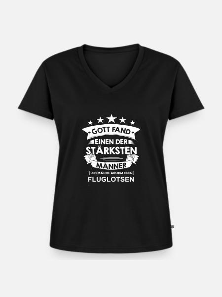 fluglotsen - Frauen Premium Bio T-Shirt mit V-Ausschnitt - Schwarz