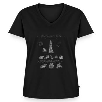 Es ist immer Sommer - Frauen Premium Bio T-Shirt mit V-Ausschnitt - Schwarz - Vorne - AI Model Female 172 light (172cm)