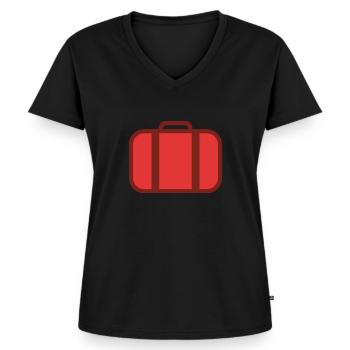 Valises de voyage - T-shirt encolure en V Premium bio Femme - noir - Devant - AI Model Female 172 light (172cm)