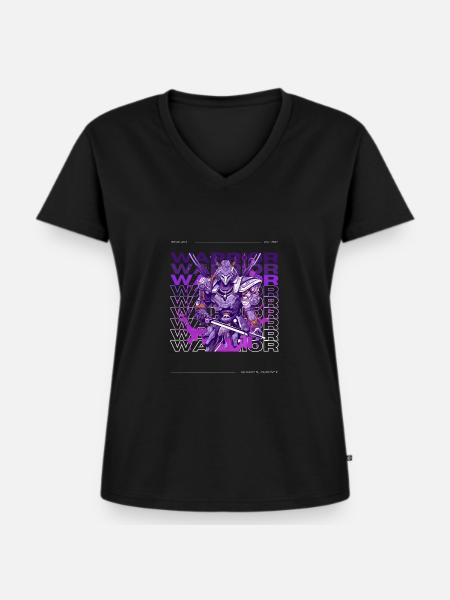 Krieger Samurai - Frauen Premium Bio T-Shirt mit V-Ausschnitt - Schwarz