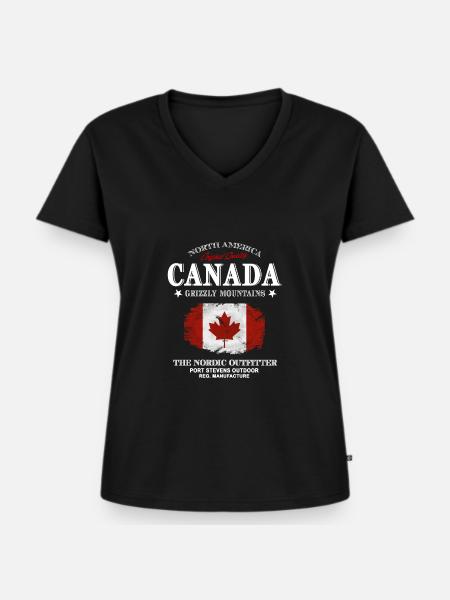 Kanada - Maple Leaf - Canada - Frauen Premium Bio T-Shirt mit V-Ausschnitt - Schwarz