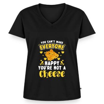Gourmand amateur de fromage - T-shirt encolure en V Premium bio Femme - noir - Devant - AI Model Female 172 light (172cm)