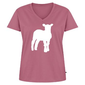 Lamm - Frauen Premium Bio T-Shirt mit V-Ausschnitt - Mauve - Vorne - AI Model Female 172 dark (172cm)