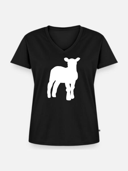 agneau - T-shirt encolure en V Premium bio Femme - noir