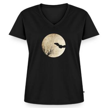 Fledermaus Nacht - Frauen Premium Bio T-Shirt mit V-Ausschnitt - Schwarz - Vorne - AI Model Female 172 light (172cm)