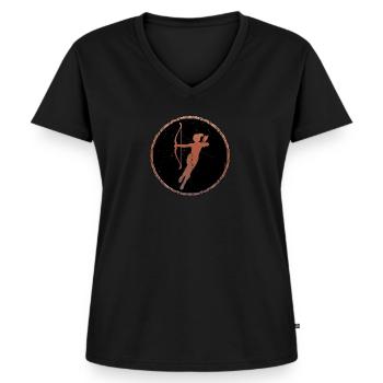 Keltischer Bogenschütze - Frauen Premium Bio T-Shirt mit V-Ausschnitt - Schwarz - Vorne - AI Model Female 172 light (172cm)