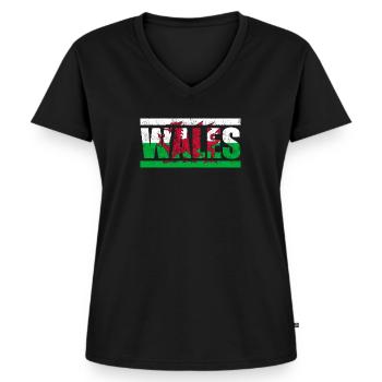 Wales - Women's Premium Organic V-neck T-shirt - black - Front - AI Model Female 172 light (172cm)