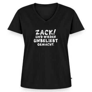 zack und wieder unbeliebt gemacht - Frauen Premium Bio T-Shirt mit V-Ausschnitt - Schwarz - Vorne - AI Model Female 172 light (172cm)