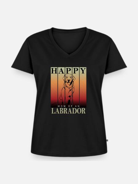 Maman Labrador heureuse - T-shirt encolure en V Premium bio Femme - noir