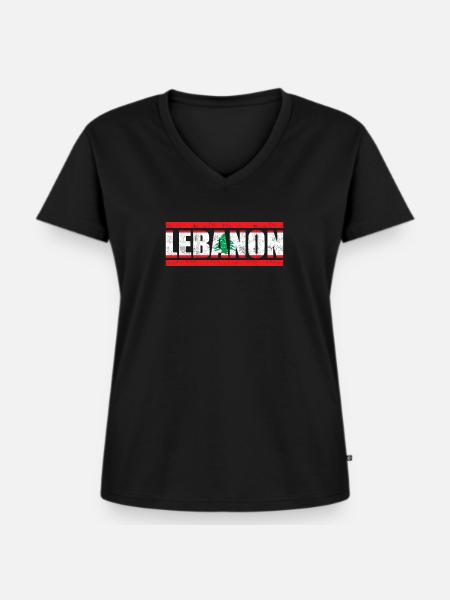 Libanon - Frauen Premium Bio T-Shirt mit V-Ausschnitt - Schwarz