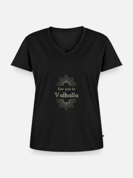 See you in Valhalla - Frauen Premium Bio T-Shirt mit V-Ausschnitt - Schwarz