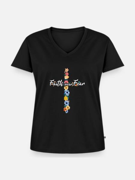 Christliche Sprüche - Frauen Premium Bio T-Shirt mit V-Ausschnitt - Schwarz
