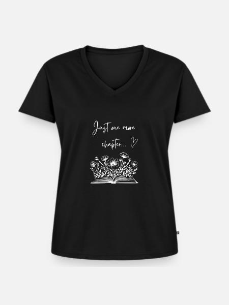 Buch Blumen Spruch Geschenk - Frauen Premium Bio T-Shirt mit V-Ausschnitt - Schwarz