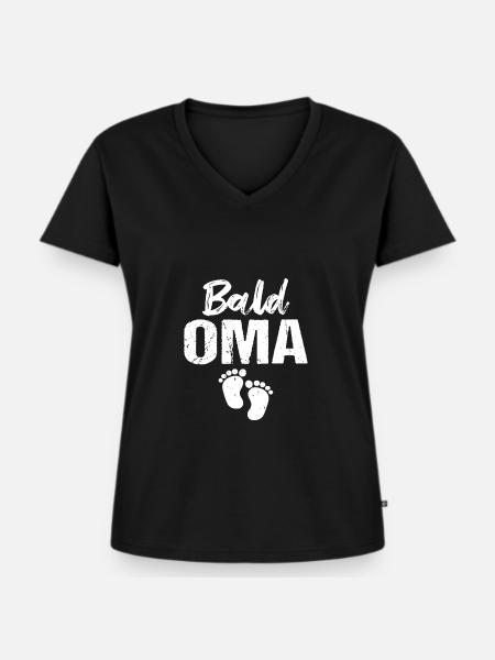 Bald Oma - Frauen Premium Bio T-Shirt mit V-Ausschnitt - Schwarz