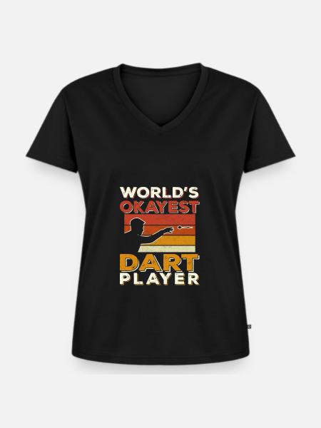 Dart Spieler Darts - Frauen Premium Bio T-Shirt mit V-Ausschnitt - Schwarz