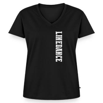 Linedance Line Dance Dedans de couple danse dedans western cadeau - T-shirt encolure en V Premium bio Femme - noir - Devant - AI Model Female 172 light (172cm)