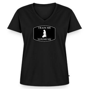 BDSM Sub Devot Fetish TRAIN ME TO PLEASE YOU - Women's Premium Organic V-neck T-shirt - black - Front - AI Model Female 172 light (172cm)