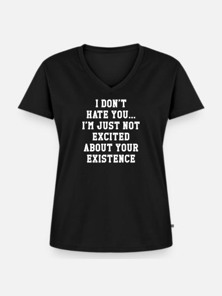 Ich hasse dich nicht - Frauen Premium Bio T-Shirt mit V-Ausschnitt - Schwarz